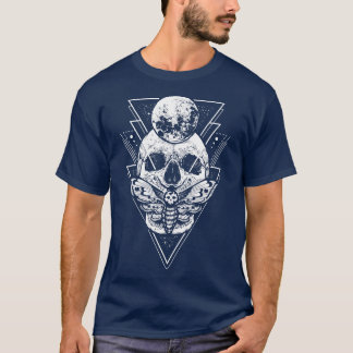 Crystal Måne och Death Moth Mystic Pagan Skeleton T Shirt