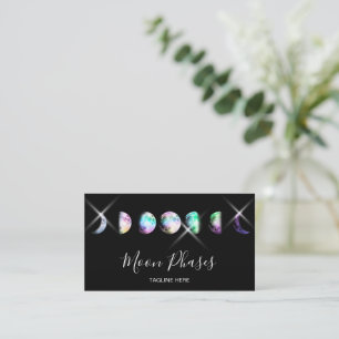 Crystal Måne Phases Celestial Holograph Mystical Visitkort