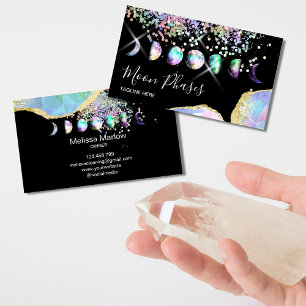 Crystal Måne Phases Celestial Holograph Mystical Visitkort