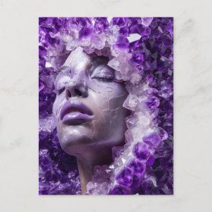 Crystal Mask Woman adorated with Mineral amethyst Helg Vykort
