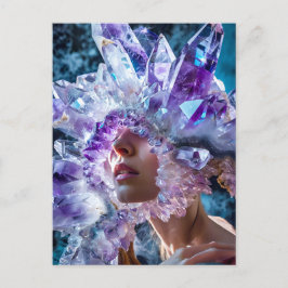 Crystal Mask Woman adorated with Mineral amethyst  Helg Vykort