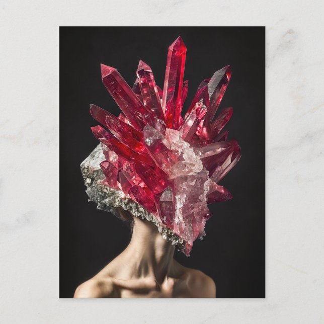 Crystal Mask Woman Adorated with Mineral Crystals Helg Vykort (Framsida)