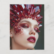 Crystal Mask Woman Adorated with Mineral Crystals