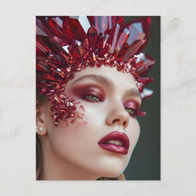 Crystal Mask Woman Adorated with Mineral Crystals Helg Vykort (Framsida)