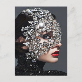 Crystal Mask Woman Adorated with Mineral Crystals Helg Vykort