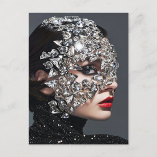 Crystal Mask Woman Adorated with Mineral Crystals Helg Vykort
