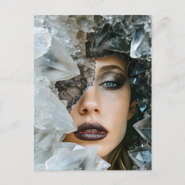 Crystal Mask Woman Adorated with Mineral Crystals Helg Vykort (Framsida)