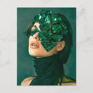 Crystal Mask Woman adorated with Mineral Emerald C Helg Vykort