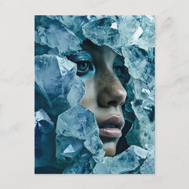 Crystal Mask Woman adorated with Mineral Fluorite  Helg Vykort (Framsida)