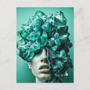 Crystal Mask Woman adorated with Mineral Fluorite Helg Vykort