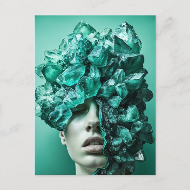 Crystal Mask Woman adorated with Mineral Fluorite  Helg Vykort (Framsida)