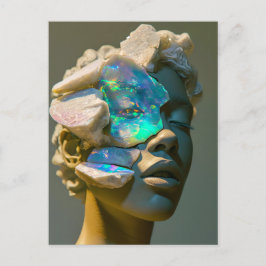 Crystal Mask Woman adorated with Mineral Opal Crys Helg Vykort