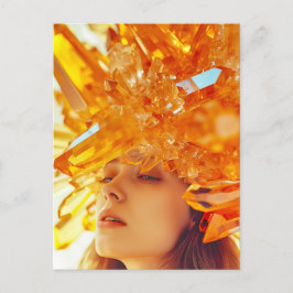 Crystal Mask Woman adorned med Mineral Topaz Crys Helg Vykort