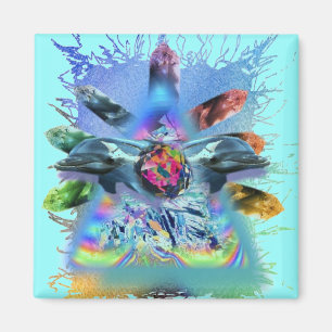 crystal medvetna lite delfiner magnet