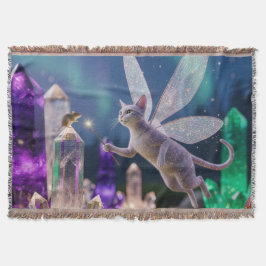Crystal Mice och Cat Fairy Garden Filt