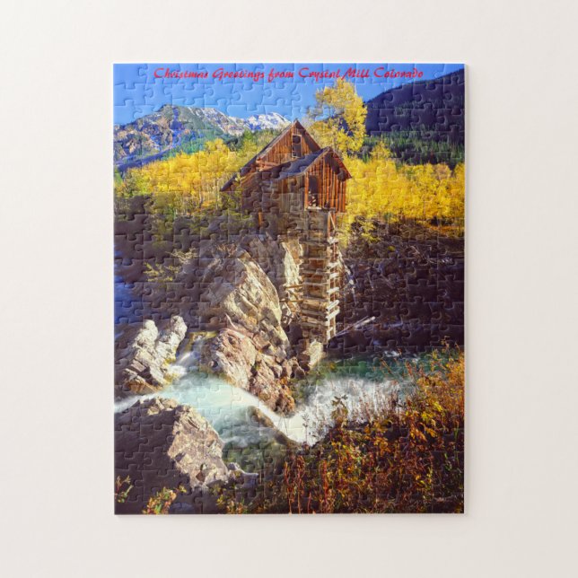 Crystal Mill Colorado.Julhälsningar Pussel (Vertikal)