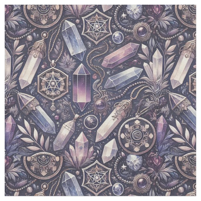 Crystal Mönster-Detailed Gemstone och Jewelry Tyg (Närbild)