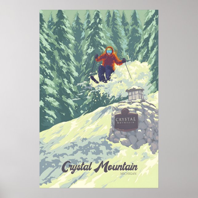 Crystal Mountain Michigan USA Skidort Resa Poster (Framsidan)
