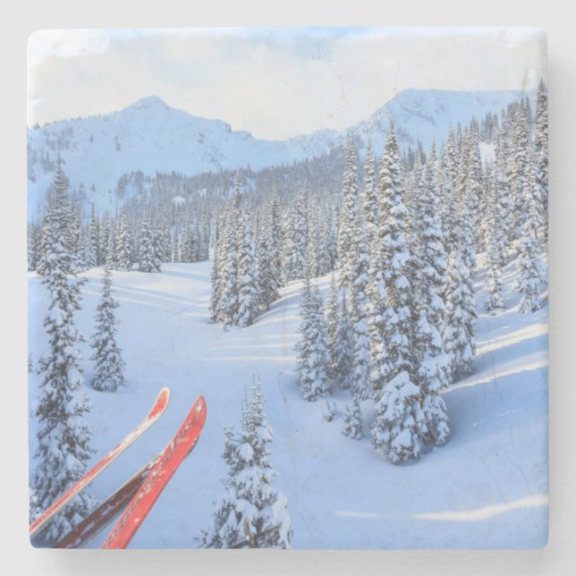 Crystal Mountain Ski Resort, nära Mt Rainier 2 Underlägg Sten (Framsidan)