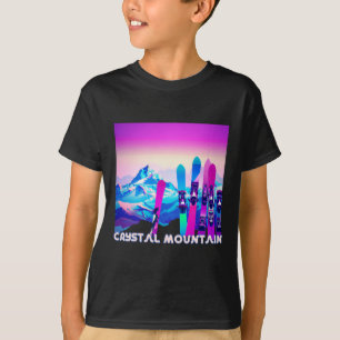 Crystal Mountain Ski Retro 80's Stil Skiing and S T Shirt