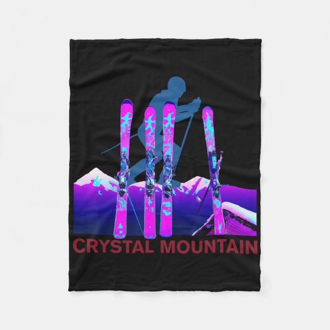 Crystal Mountain Skidåkning, Retro 90-tal Crystal  Fleecefilt (Framsidan)