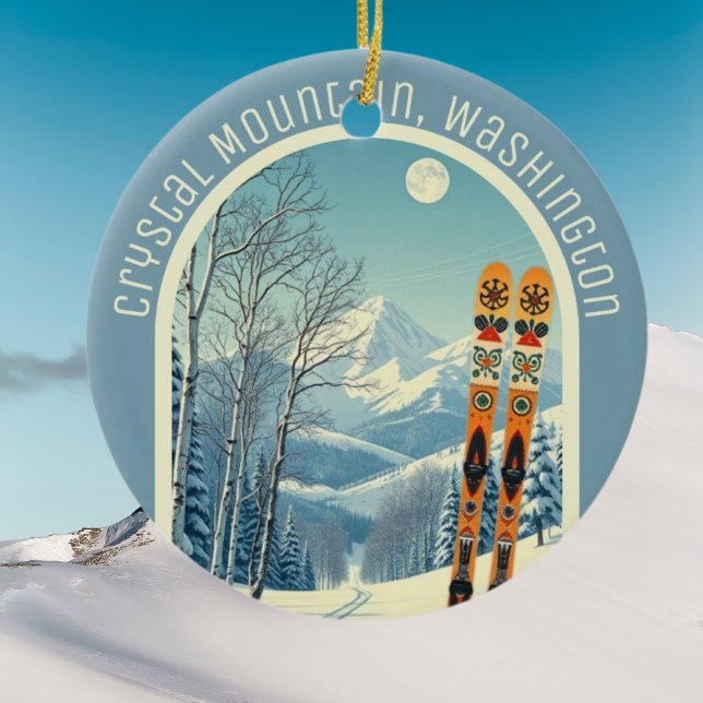 Crystal Mountain Washington skidminne  Julgransprydnad Keramik (Skapare uppladdad)