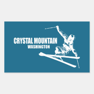 Crystal Mountain Washington Skier Rektangulärt Klistermärke