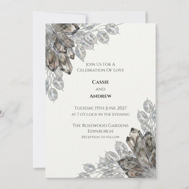 Crystal och Silver Ärlighetsblad  Inbjudningar (Framsida)