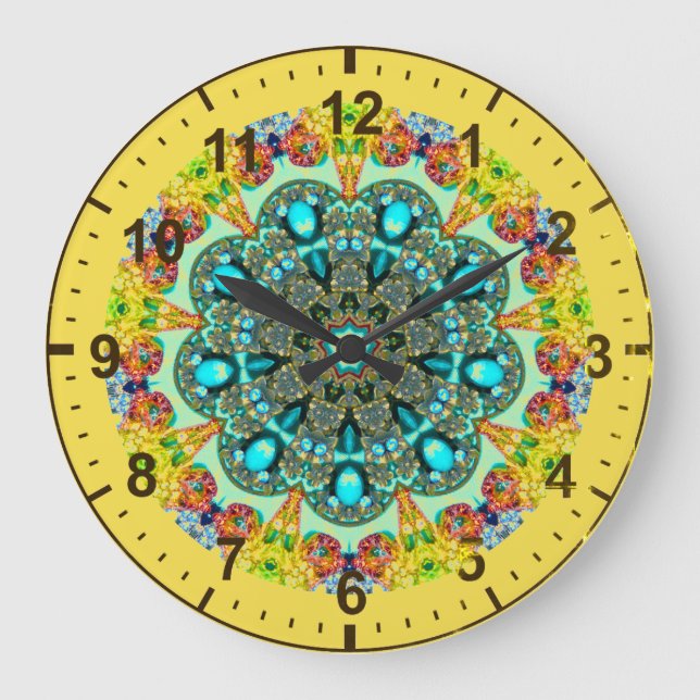 ~ Crystal och Turcouise Fractal ~ Stor Klocka (Framsida)