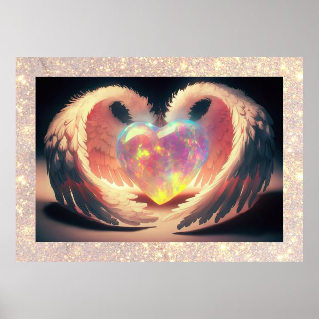 *~*~ Crystal Opal Heart Angel Vingar AP78 Poster (Framsidan)