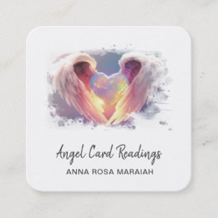 *~* Crystal Opal Heart QR Angel Vingar AP78 Blue Fyrkantigt Visitkort