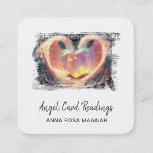 *~* Crystal Opal Heart QR Angel Vingar AP78 Glow Fyrkantigt Visitkort