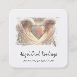 *~* Crystal Opal Heart QR Angel Vingar AP78 Varm Fyrkantigt Visitkort