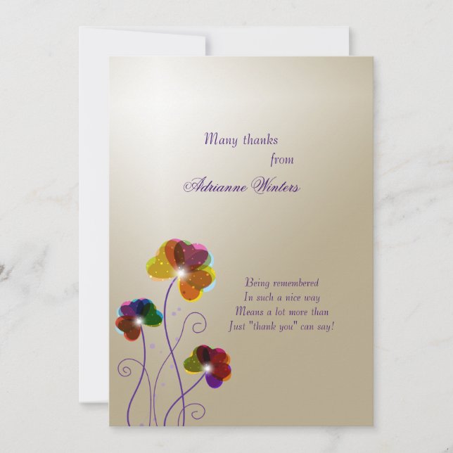 Crystal Pansies Tack Notecards Anteckningskort (Framsida)
