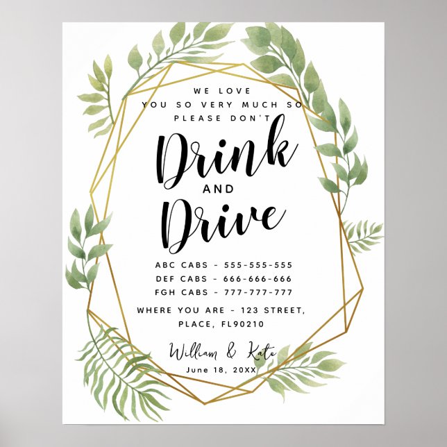 Crystal party Taxi dricker inte och kör inte skylt (Framsidan)