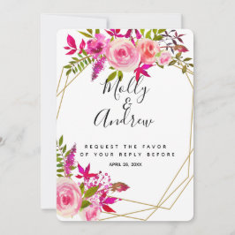 Crystal Pink Peach Rosor bröllop RSVP svars KORT