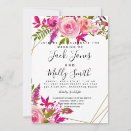 Crystal Pink Peach Rosor Watercolor bröllopsinbjud Inbjudningar