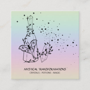 *~* Crystal Posts Luna Moth Stars Pastel Rainbow Fyrkantigt Visitkort