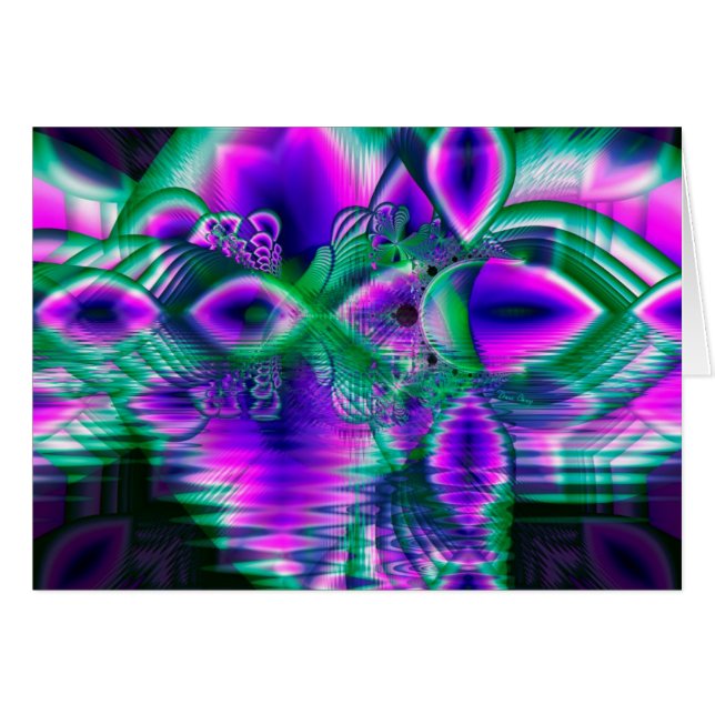 Crystal Primrose för afton, abstrakt nattblommor Hälsningskort (Framsidan Horizontal)