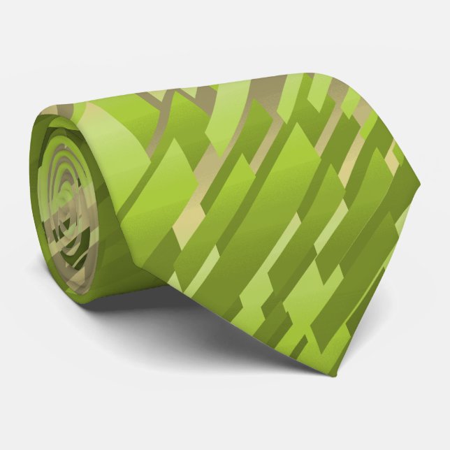 Crystal Prism Stripe Spectrum Grönt tvåsidig Slips (Rullad)