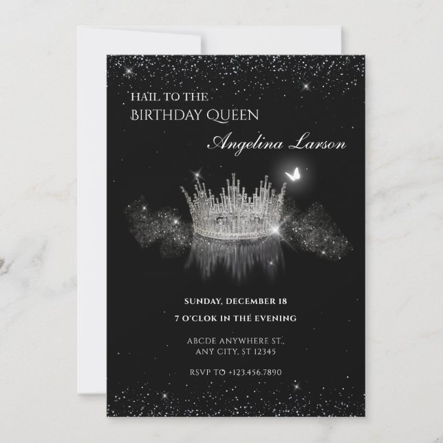 Crystal Queen Crown födelsedagsinbjudan Inbjudningar (Framsida)