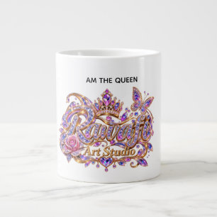 Crystal Queen Rosa Blommig Elegans Jumbo Mugg