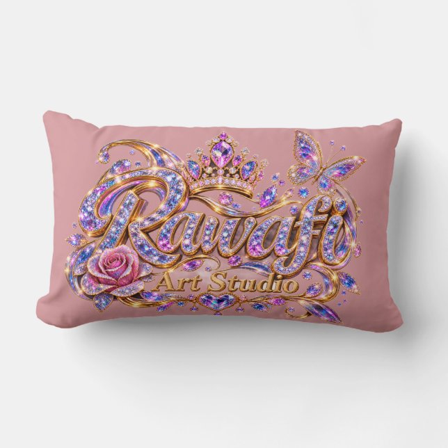 Crystal Queen Rosa Blommig Elegans Lumbarkudde (Framsida)