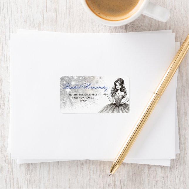 Crystal Quinceañera Girl Adressetikett (Insitu)