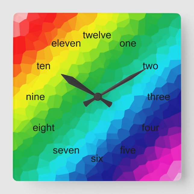 Crystal Rainbow Fyrkantig Klocka (Framsida)