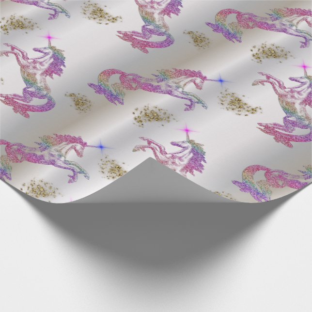 Crystal Rainbow Unicorns Presentpapper (Hörn)