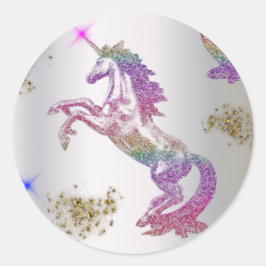 Crystal Rainbow Unicorns Runt Klistermärke