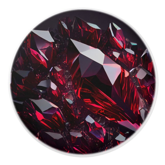 Crystal red ruby jewel Ceramic Knob Knopp (Framsidan)