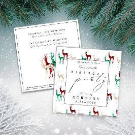 Crystal Reindeer ANY Winter Adult Birthday Inbjudningar
