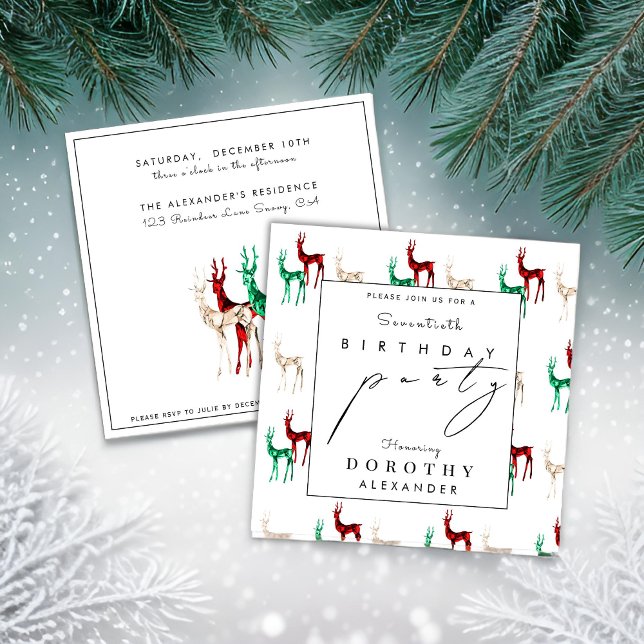 Crystal Reindeer ANY Winter Adult Birthday Inbjudningar (Skapare uppladdad)